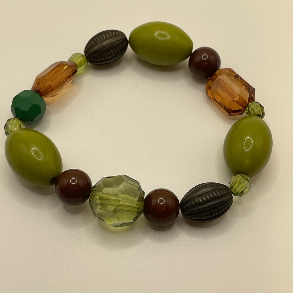 5pc NEW Green Beaded Stretch Bracelets Boho Stack Set Jade Olive Peridot Vibes đ - Picture 5 of 16